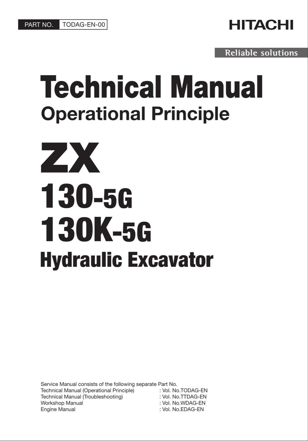 HITACHI ZAXIS ZX130-5G130K-5G Excavator Operational Principle Technical Manual