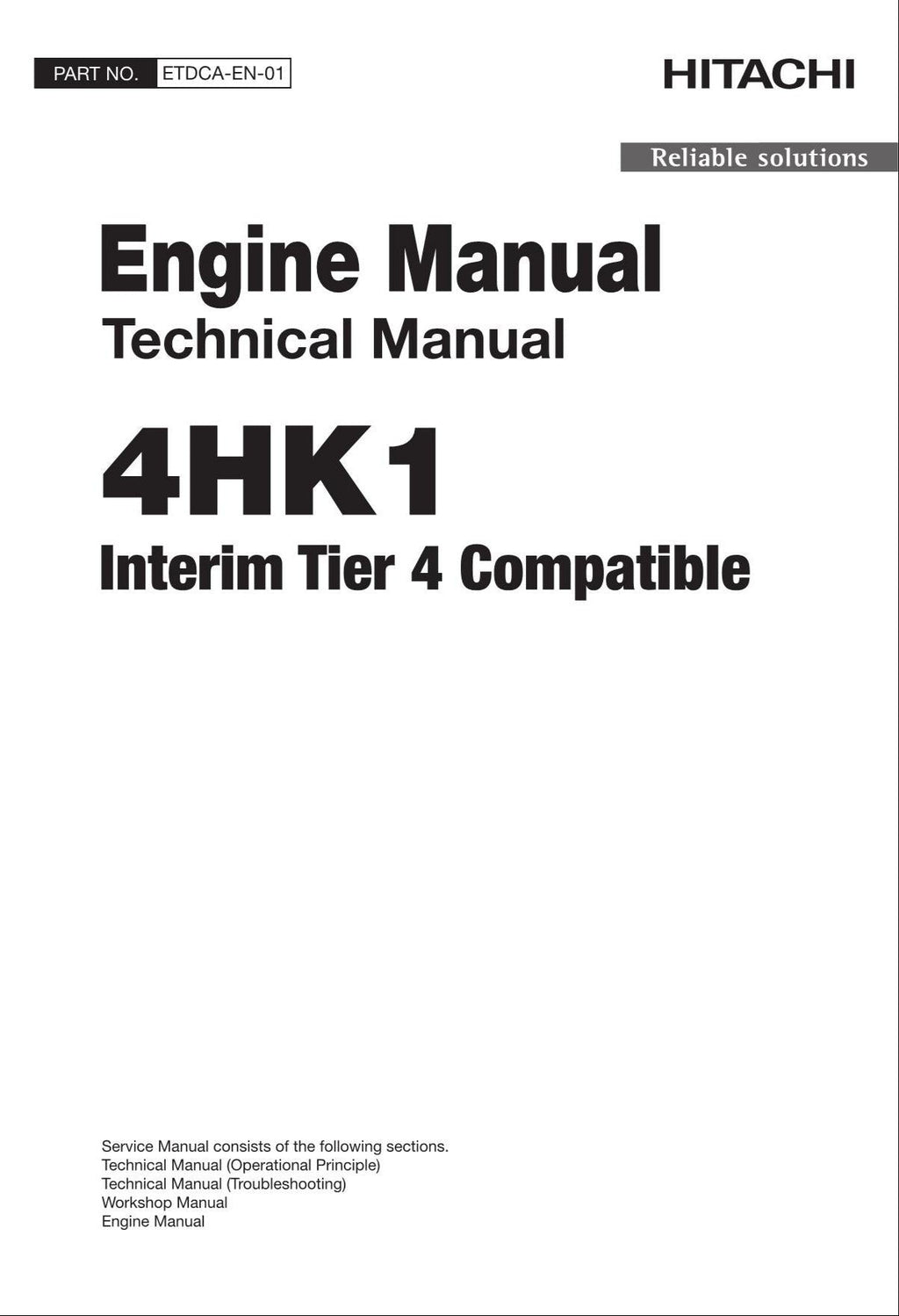 HITACHI 4HK1 Interim Tier 4 Compatible Engine Technical Service Manual
