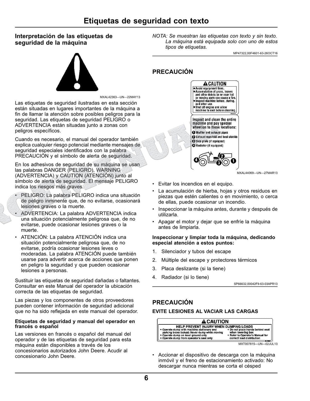 John Deere TX4X2 TX 4x2 cocodrilo Manual del Operador Español SN 120001-