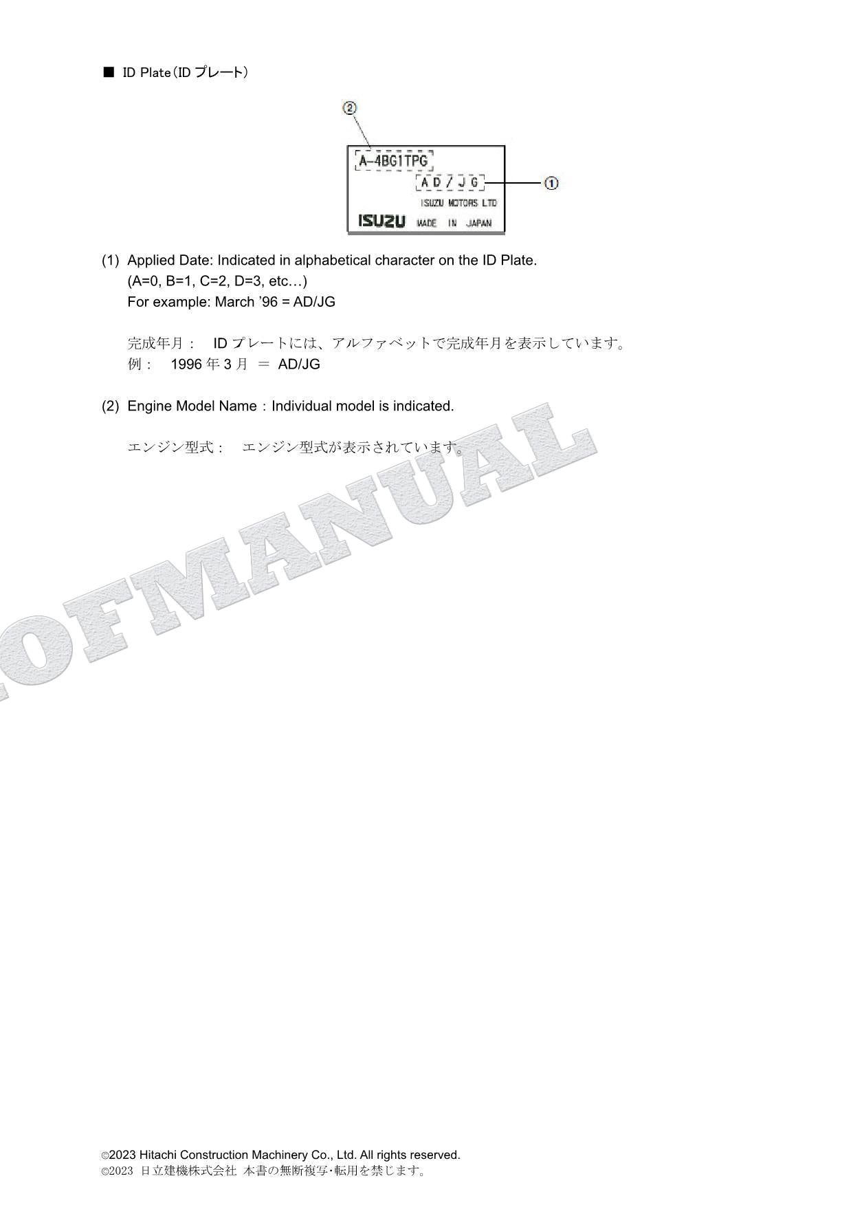 HITACHI ZX120-6 ZX135US-6 Series ISUZU 4JJ1-XASA12 Engine Parts Catalog Manual