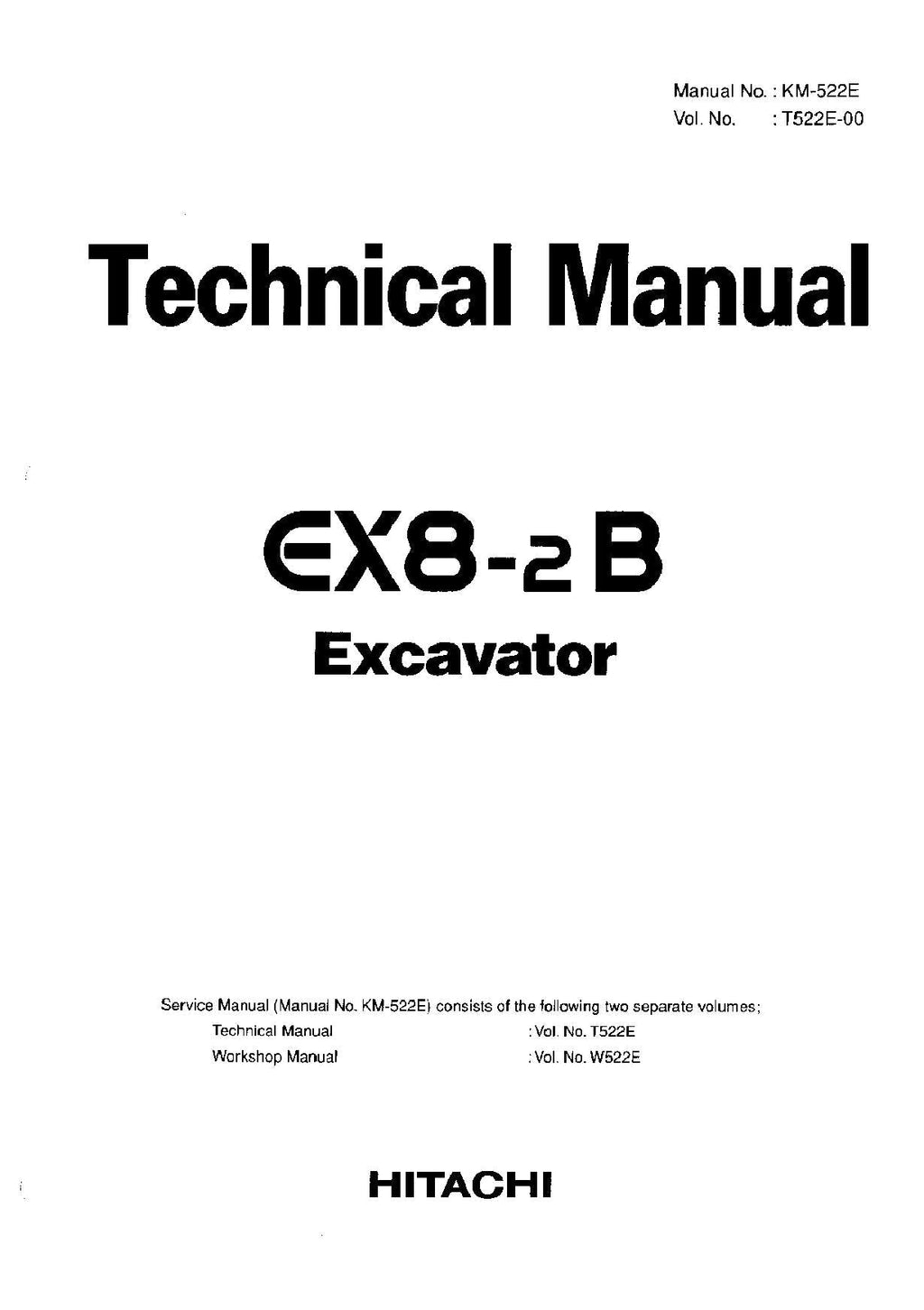 Hitachi EX8-2B Excavator Operational Test Troubleshooting Service Manual Schemes