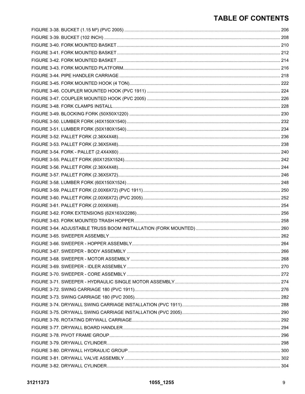 JLG 1055 1255 Telehandler Parts Catalog Manual 31211373