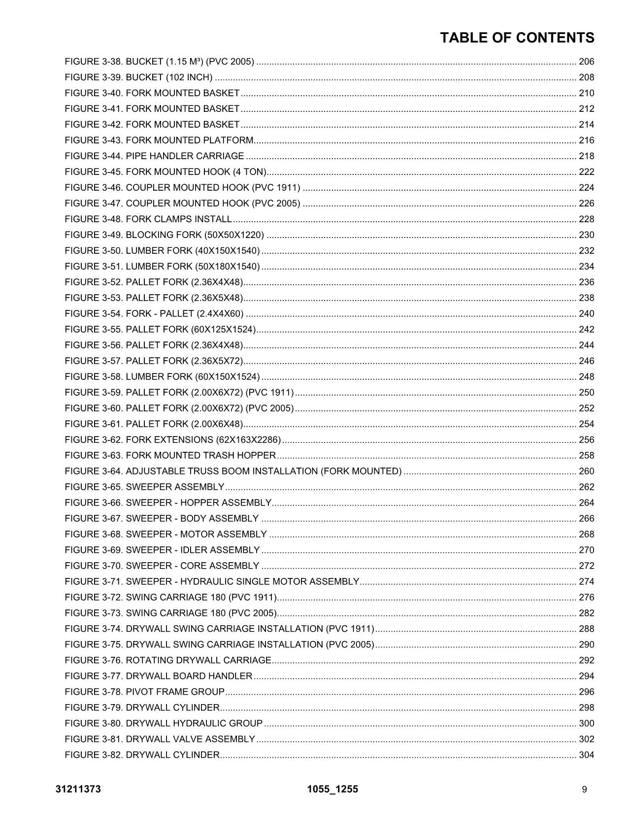 JLG 1055 1255 Telehandler Parts Catalog Manual 31211373