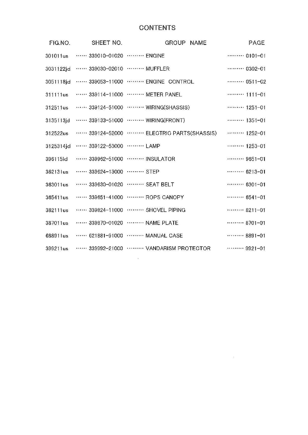 Hitachi FL305-1 ROPS CANOPY KIT SUPP. EXPORT Wheel Loader Parts Catalog Manual