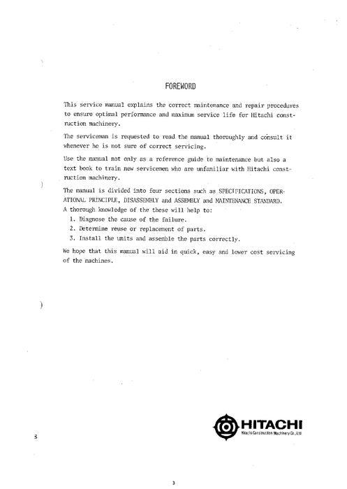 HITACHI UH051M EXCAVATOR SERVICE MANUAL