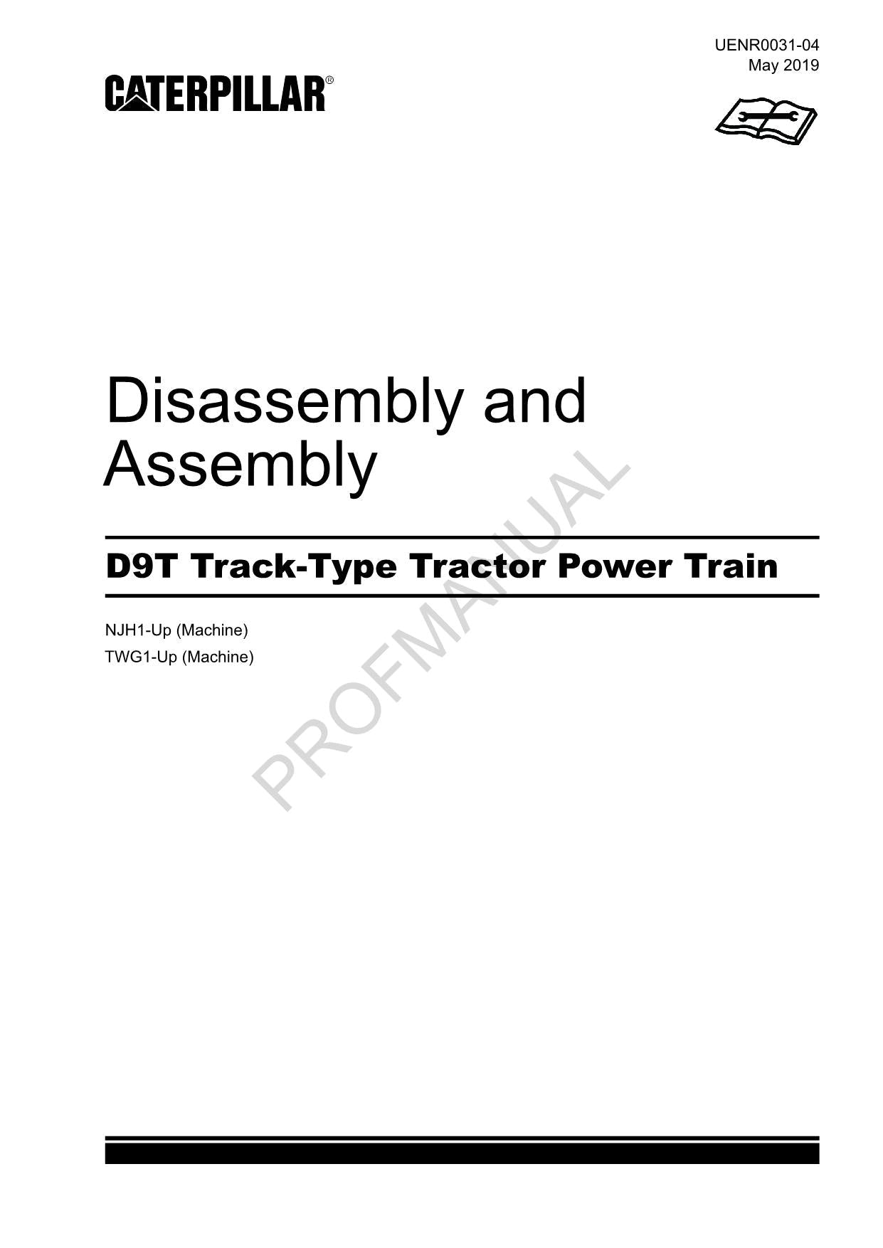 Caterpillar CAT D9T Track Type Tractor Power Train Manual Disassembly Assembly