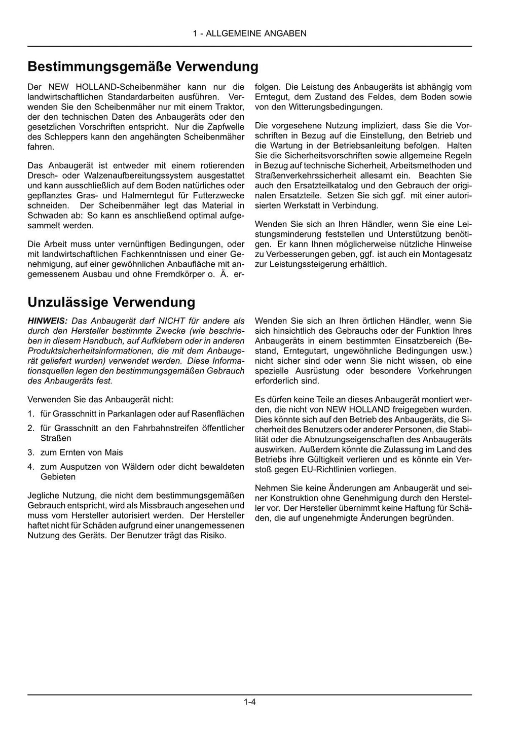 New Holland DiscCutter C 320 C 360 Betriebsanleitung