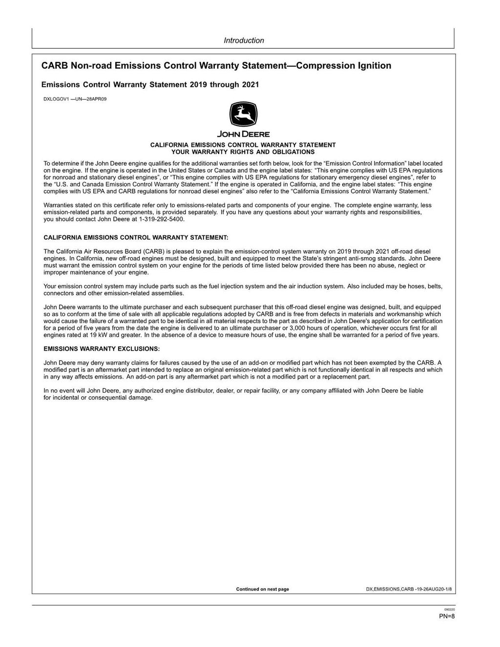 MANUAL DEL OPERADOR DEL CARGADOR JOHN DEERE WL56 N.° 1 