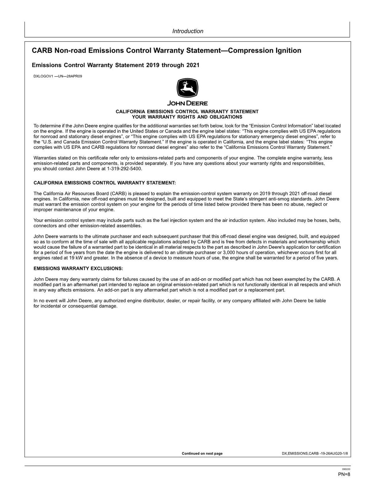 MANUAL DEL OPERADOR DEL CARGADOR JOHN DEERE WL56 N.° 1 