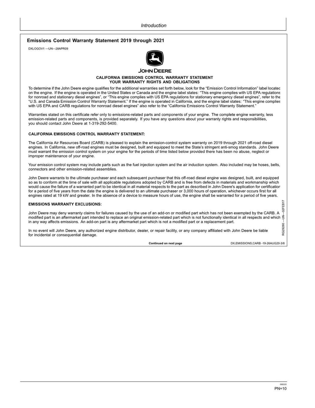 MANUAL DEL OPERADOR DEL CARGADOR JOHN DEERE WL56 N.° 1 