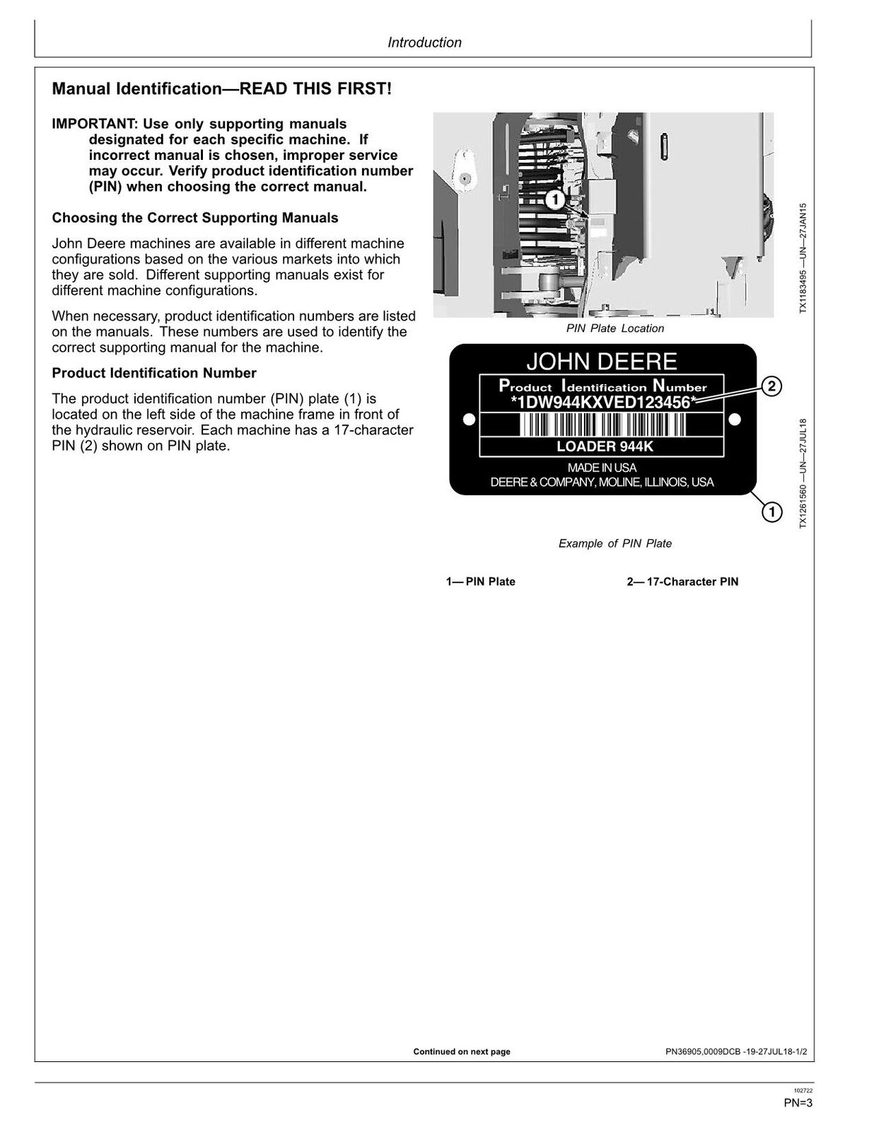 MANUAL DEL OPERADOR DEL CARGADOR JOHN DEERE 944K N.° 3 
