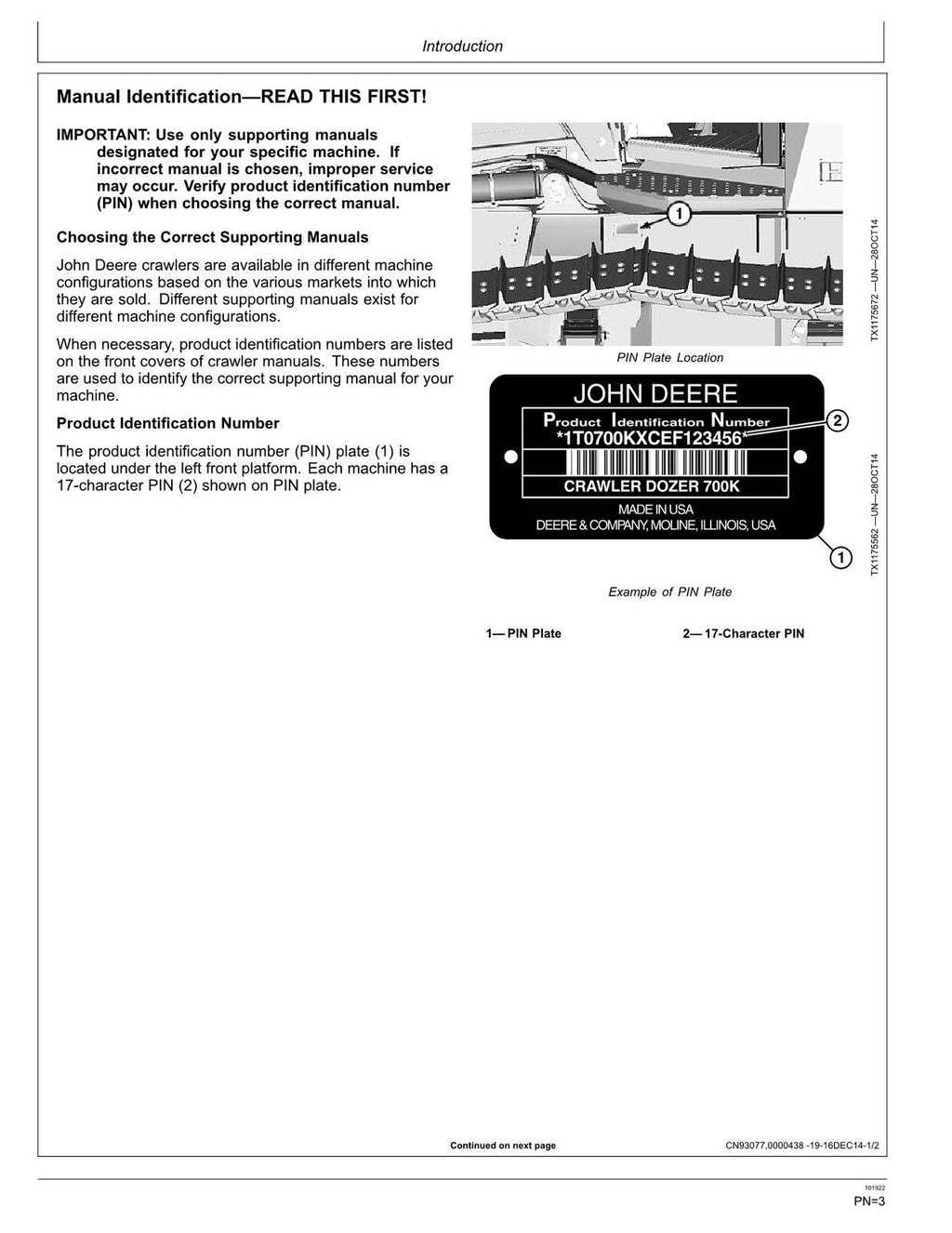 MANUAL DEL OPERADOR DE LA TOPADORA SOBRE ORUGAS JONH DEERE 700K SN F275598—371295 