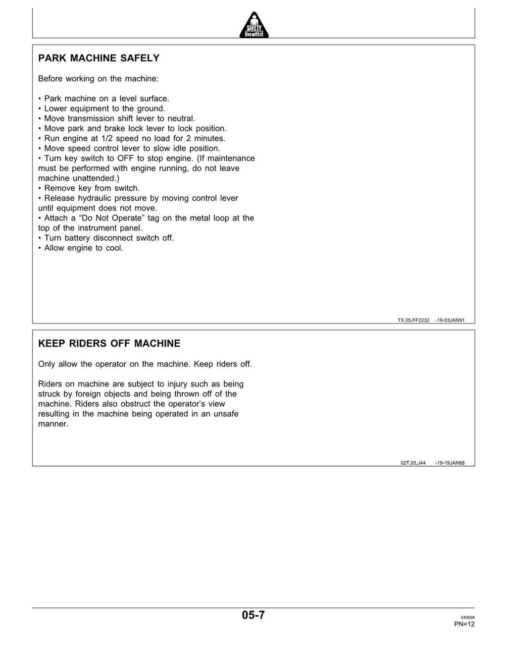 MANUAL DEL OPERADOR DE LA CARGADORA SOBRE ORUGAS JONH DEERE 655B 755B 