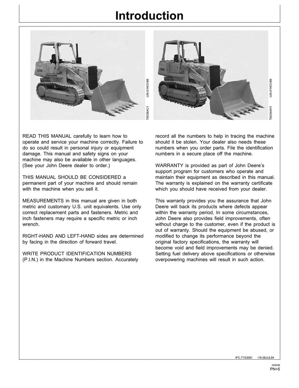 MANUAL DEL OPERADOR DE LA CARGADORA SOBRE ORUGAS JONH DEERE 655B 755B 