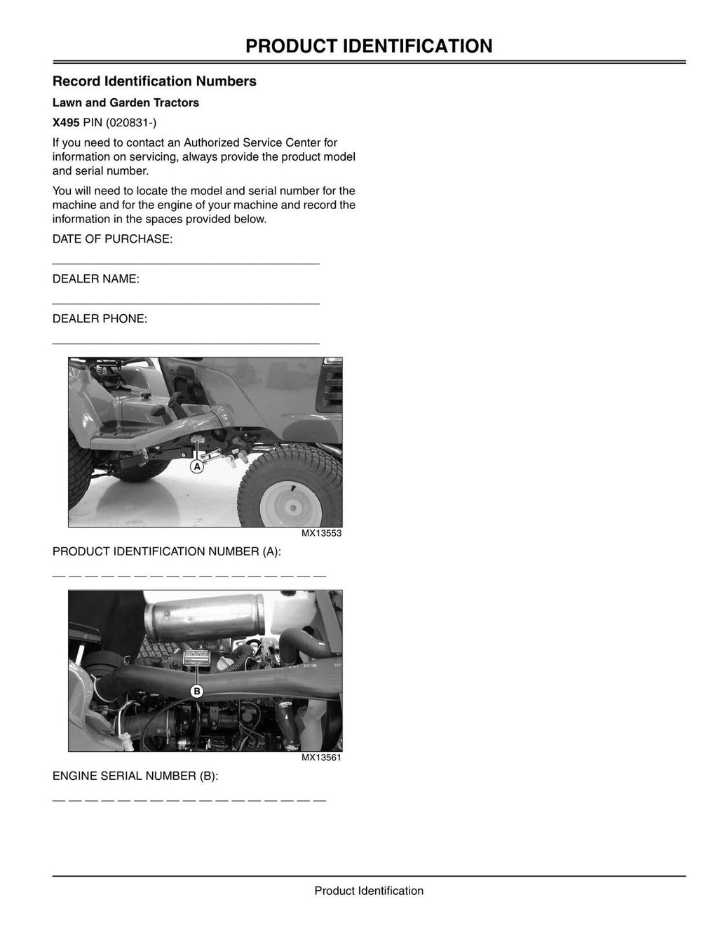 MANUAL DEL OPERADOR DEL TRACTOR JOHN DEERE X495 N.° 2