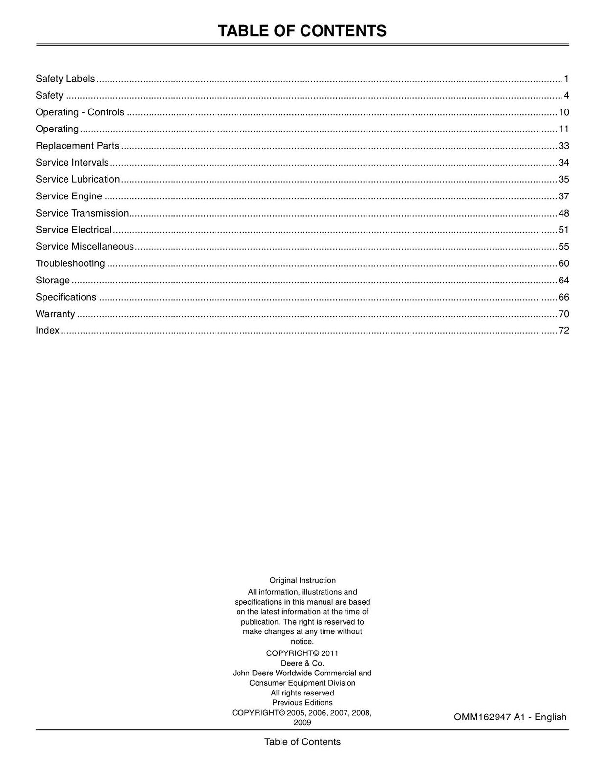 MANUAL DEL OPERADOR DEL TRACTOR JOHN DEERE X700 X720 X724 X728 X729 N.° 4