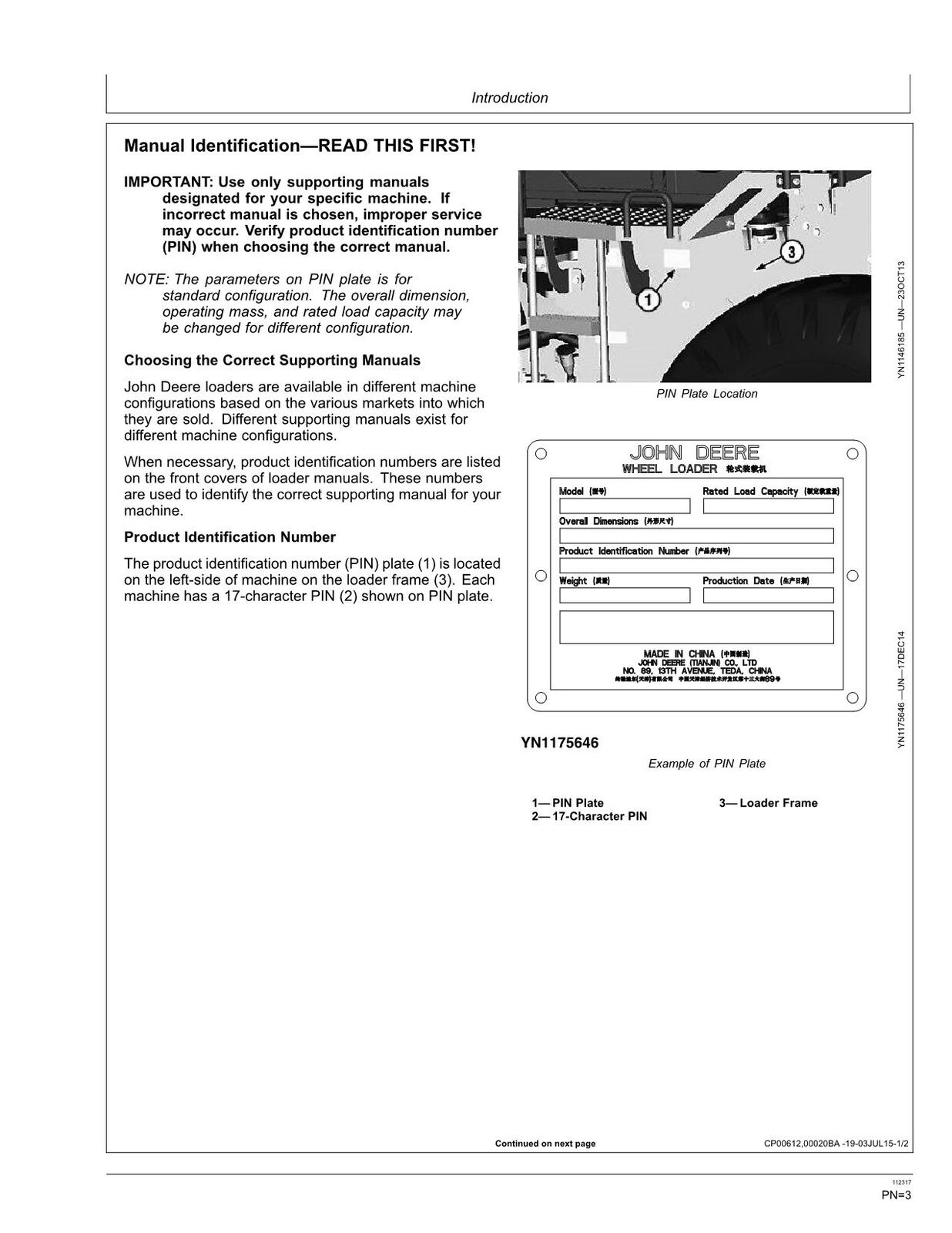 MANUAL DEL OPERADOR DEL CARGADOR JOHN DEERE WL53 N.° 1 