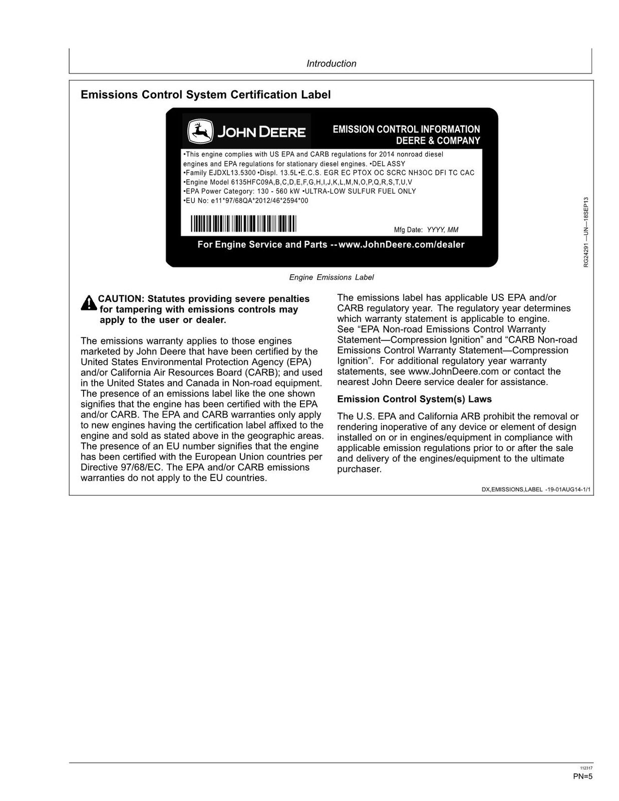 MANUAL DEL OPERADOR DEL CARGADOR JOHN DEERE WL53 N.° 1 