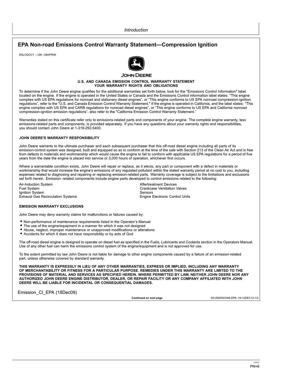 MANUAL DEL OPERADOR DEL CARGADOR JOHN DEERE WL53 N.° 1 