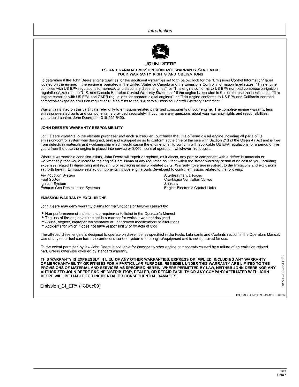 MANUAL DEL OPERADOR DEL CARGADOR JOHN DEERE WL53 N.° 1 