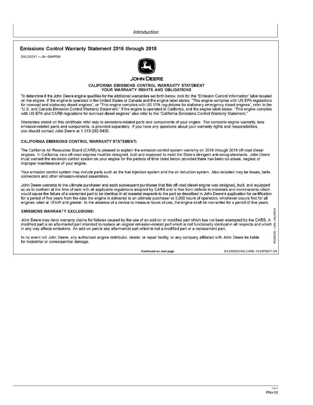 MANUAL DEL OPERADOR DEL CARGADOR JOHN DEERE WL53 N.° 1 