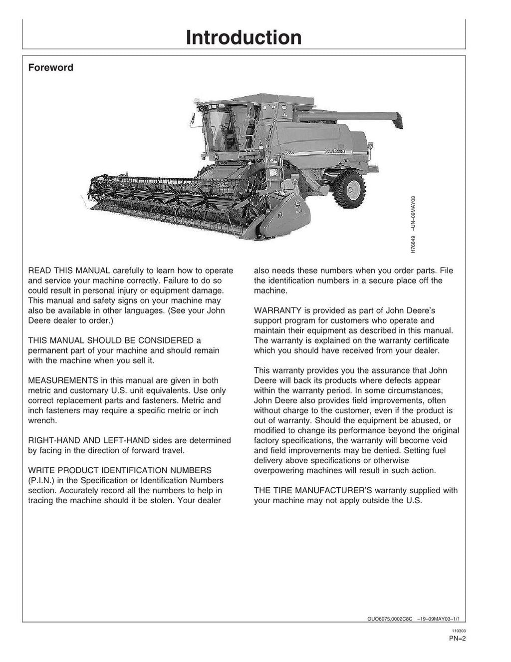 MANUAL DEL OPERADOR DE LA COSECHADORA JOHN DEERE 9560 9660 