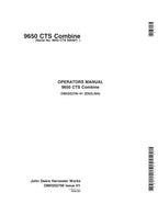 JOHN DEERE 9650 CTS  COMBINE OPERATORS MANUAL #3