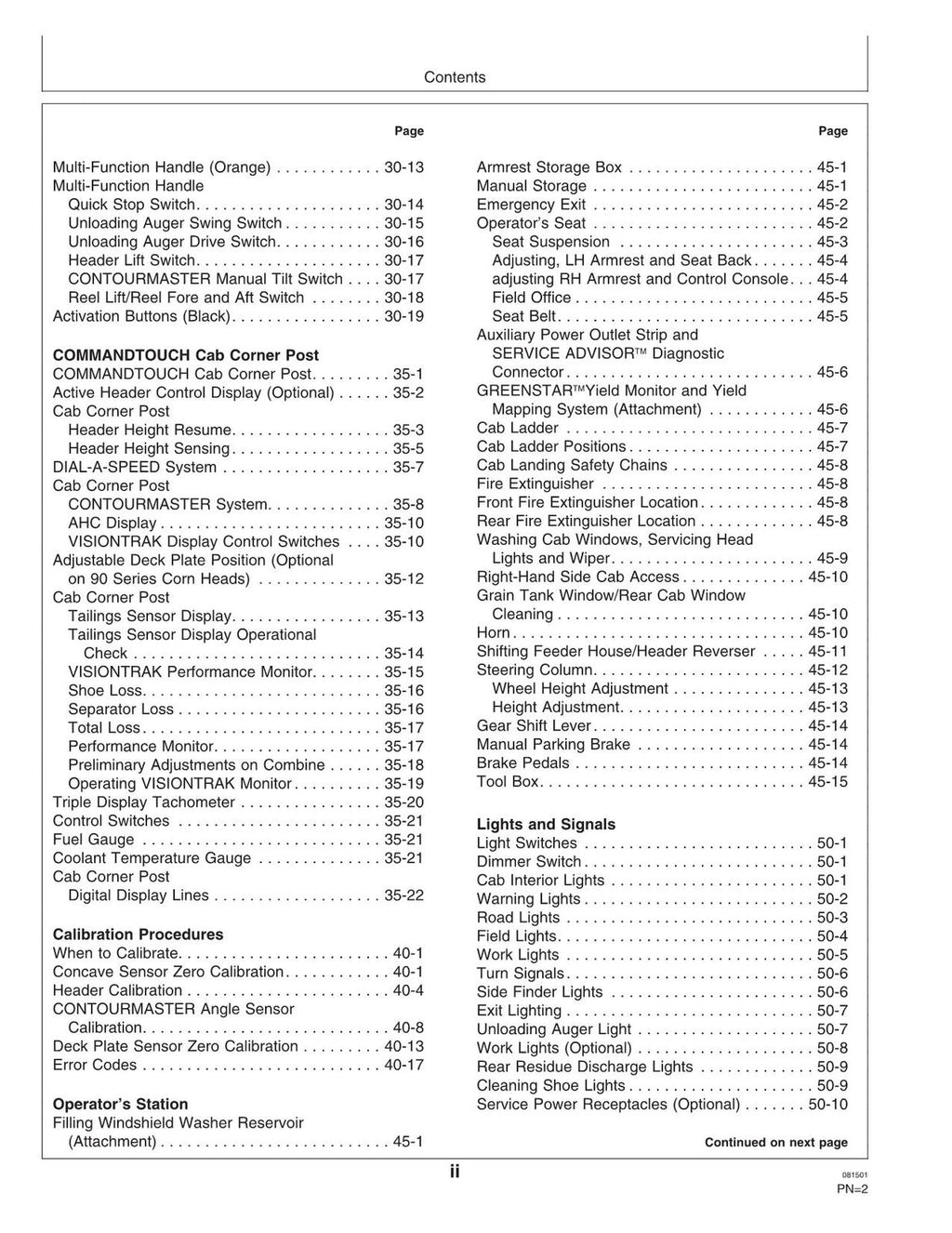 MANUAL DEL OPERADOR DE LA COSECHADORA JOHN DEERE 9650 CTS N.° 3 