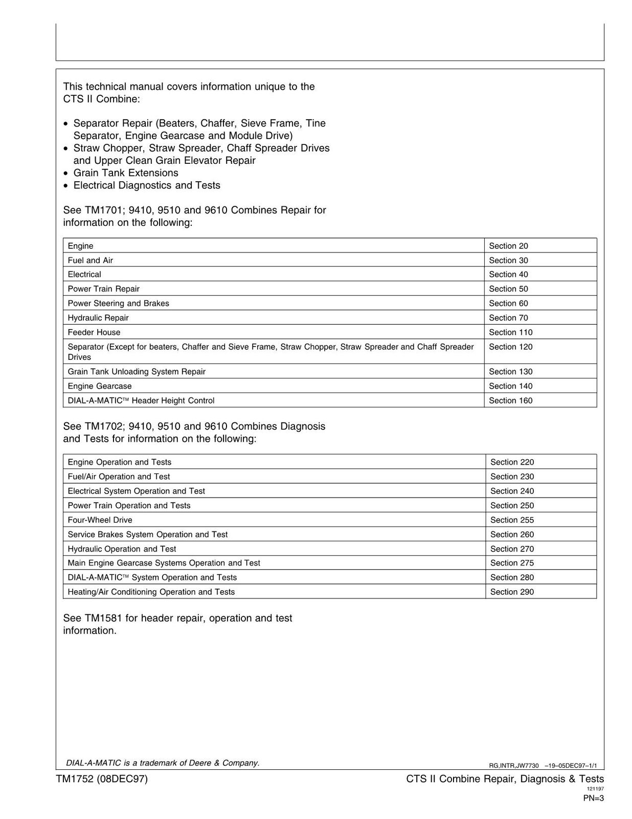 MANUAL TÉCNICO DE DIAGNÓSTICO Y SERVICIO DE LA COSECHADORA JOHN DEERE CTS II TM1752