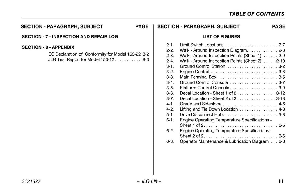 LIFTLUX 153-22 Scissor Lift Maintenance Operation Operators Manual 3121327