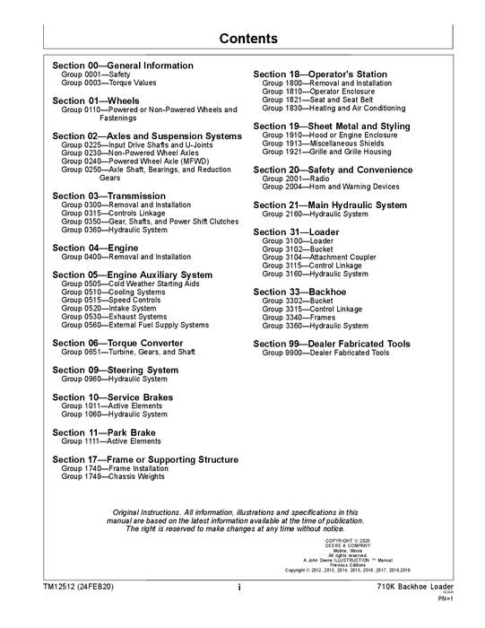 MANUAL TÉCNICO DE REPARACIÓN Y SERVICIO DE LA RETROEXCAVADORA JONH DEERE 710K TM12512