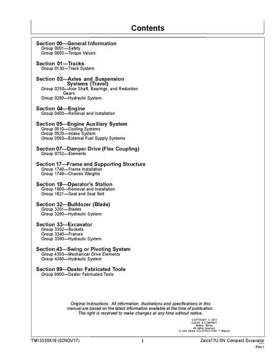 HITACHI ZAXIS 17U-5N EXCAVATOR REPAIR SERVICE MANUAL
