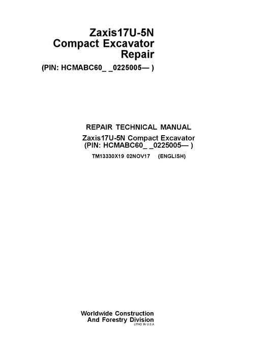 HITACHI ZAXIS 17U-5N EXCAVATOR REPAIR SERVICE MANUAL