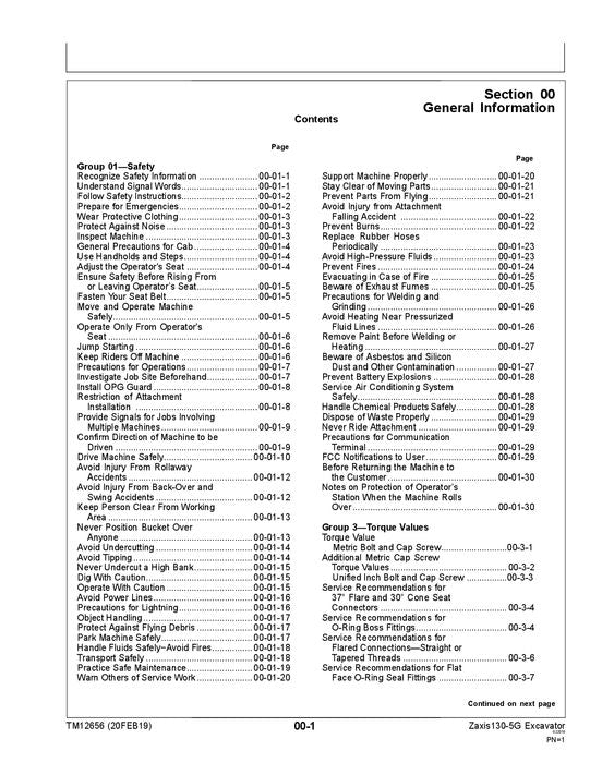 HITACHI ZAXIS 130-5G EXCAVATOR REPAIR SERVICE MANUAL