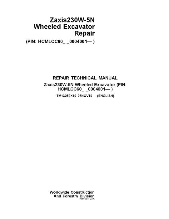 HITACHI ZAXIS 230W-5N EXCAVATOR REPAIR SERVICE MANUAL