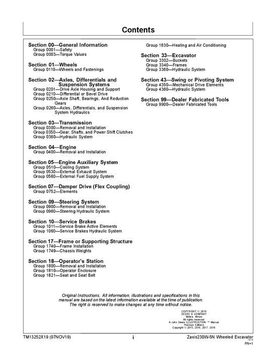 HITACHI ZAXIS 230W-5N EXCAVATOR REPAIR SERVICE MANUAL