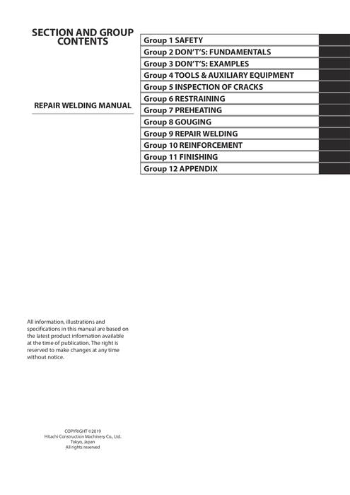 HITACHI ALL MODELS E2 EXCAVATOR REPAIR SERVICE MANUAL