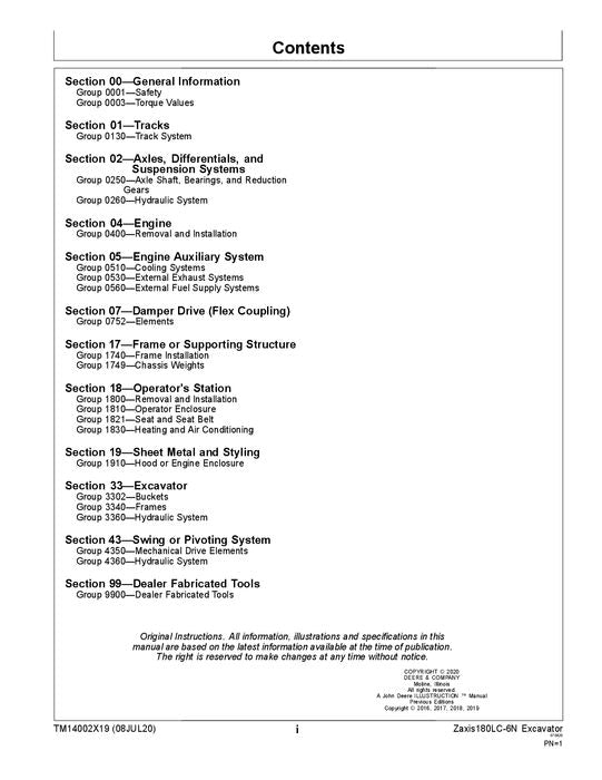 HITACHI ZAXIS 180LC-6N EXCAVATOR REPAIR SERVICE MANUAL