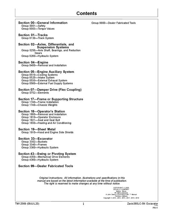 MANUAL DE SERVICIO Y REPARACIÓN DE LA EXCAVADORA HITACHI ZAXIS 380LC-5N