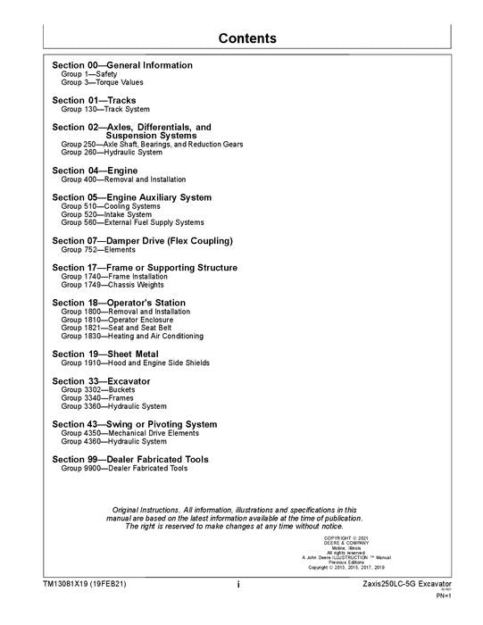 HITACHI ZAXIS 250LC-5G EXCAVATOR REPAIR SERVICE MANUAL #1