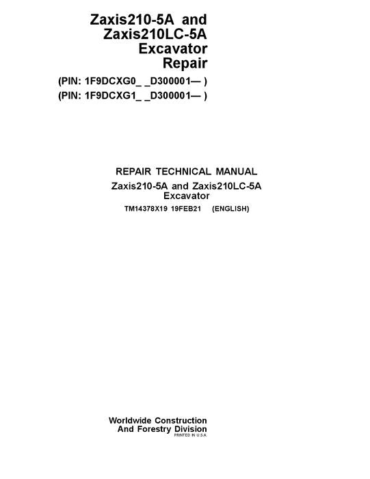 HITACHI ZAXIS 210-5A 210LC-5A EXCAVATOR REPAIR SERVICE MANUAL