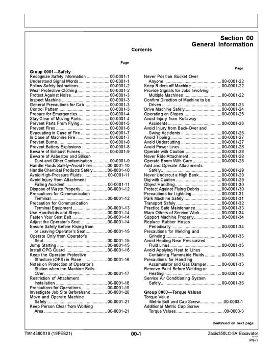HITACHI ZAXIS 350LC-5A EXCAVATOR REPAIR SERVICE MANUAL