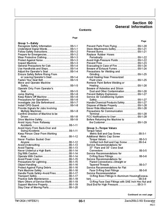 HITACHI ZAXIS 250LC-5G EXCAVATOR REPAIR SERVICE MANUAL #2