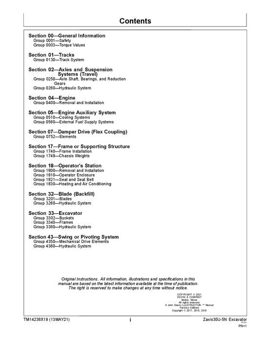 HITACHI ZAXIS 30U-5N EXCAVATOR REPAIR SERVICE MANUAL