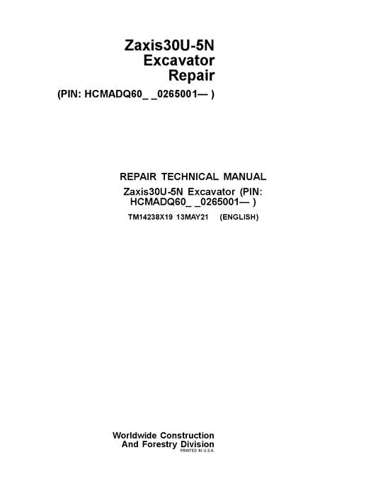HITACHI ZAXIS 30U-5N EXCAVATOR REPAIR SERVICE MANUAL