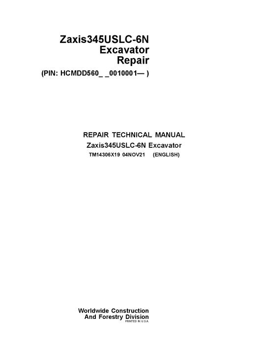 HITACHI ZAXIS 345USLC-6N EXCAVATOR REPAIR SERVICE MANUAL