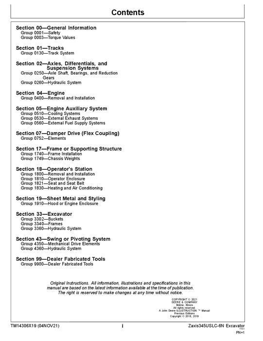 HITACHI ZAXIS 345USLC-6N EXCAVATOR REPAIR SERVICE MANUAL