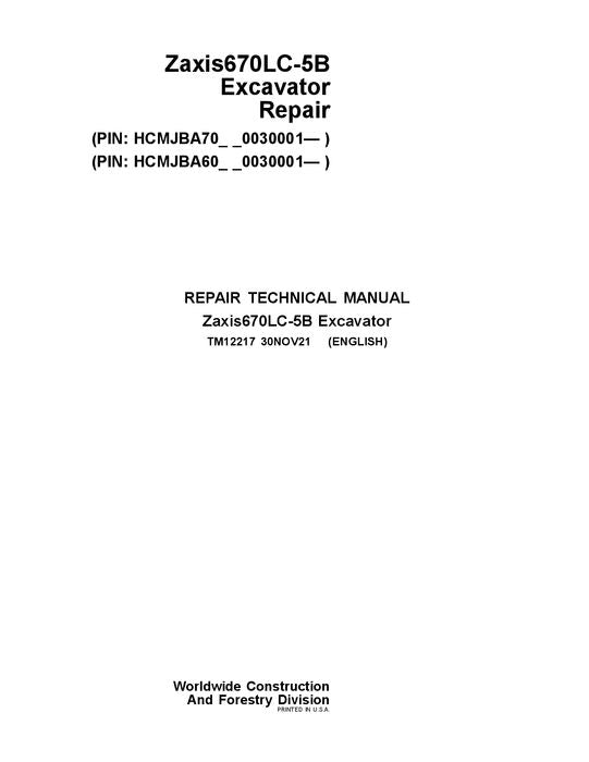 HITACHI ZAXIS 670LC-5B EXCAVATOR REPAIR SERVICE MANUAL