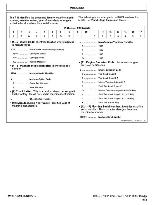 JOHN DEERE 870G 870GP 872G 872GP GRADER REPAIR SERVICE MANUAL TM13070X19