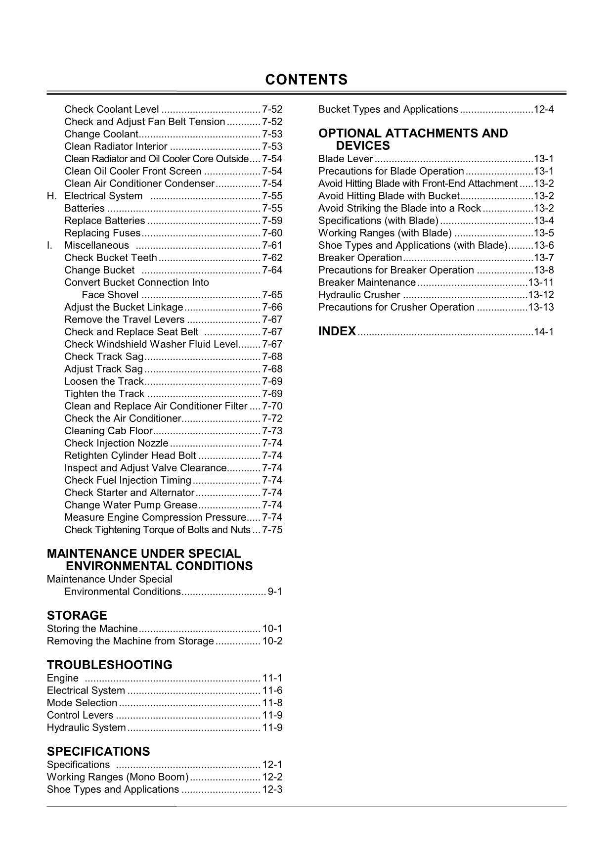 HITACHI ZAXIS ZX 75USA EXCAVATOR OPERATORS MANUAL